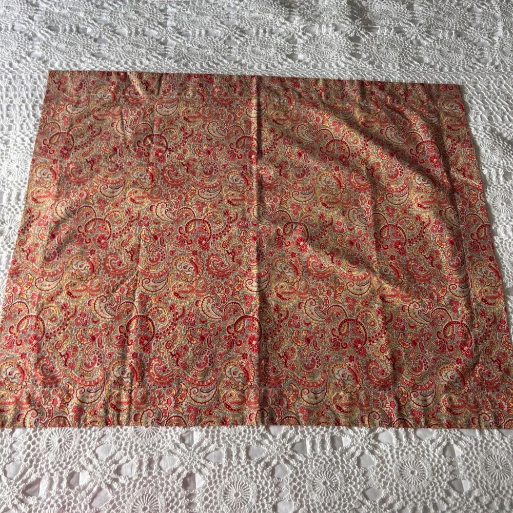 Pottery Barn Red Gold Teal Paisley 100%‎ Cotton Pillowcase